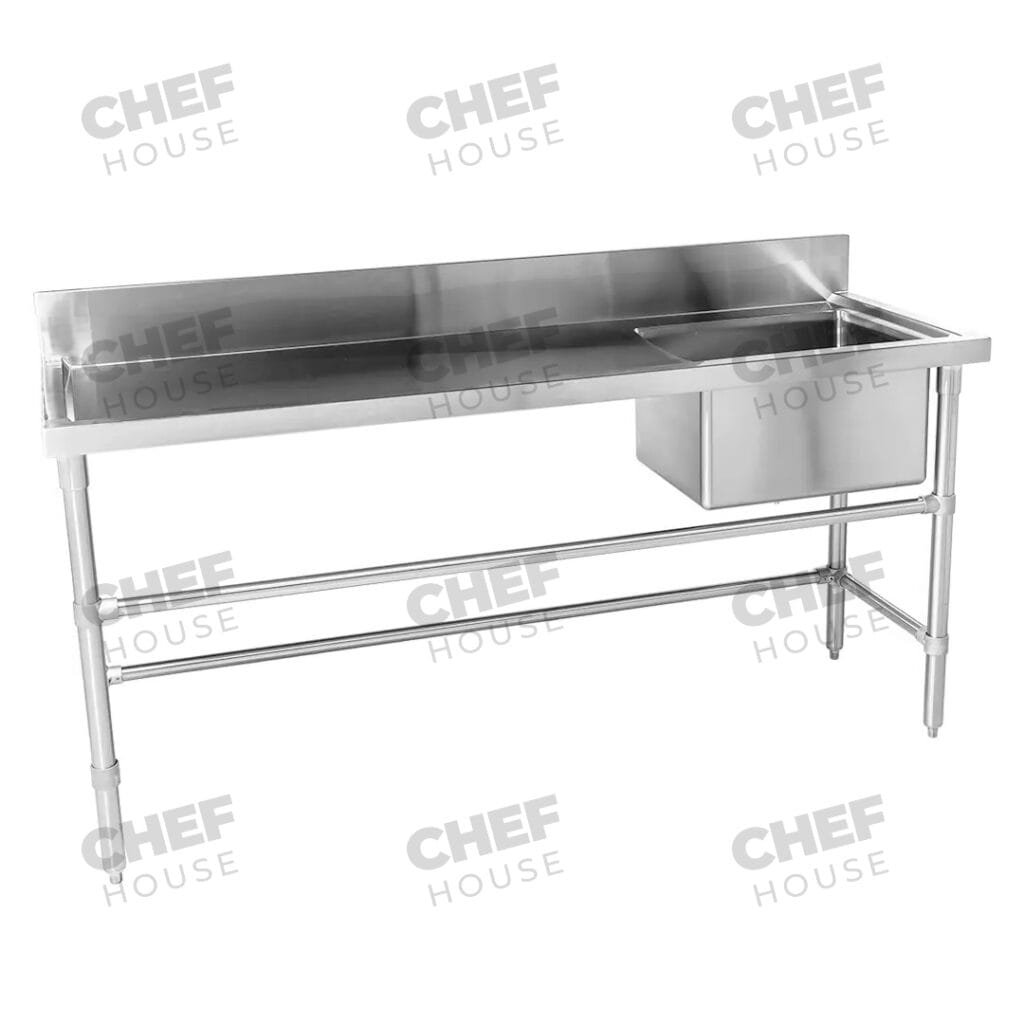 Single Right Bowl Stainless Steel Sink Bench, 1800x700 x 900mm high