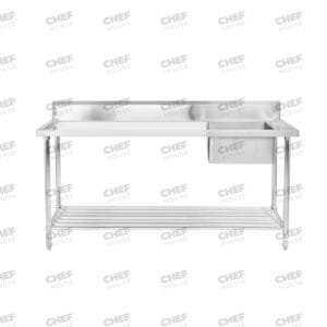 Single Right Bowl Stainless Steel Sink Bench, 1800x700 x 900mm high