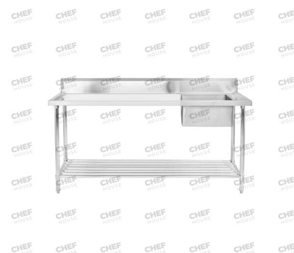 Single Right Bowl Stainless Steel Sink Bench, 1800x700 x 900mm high