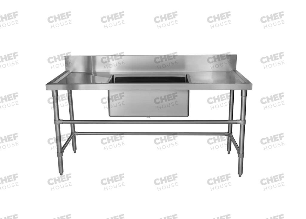 Single Middle/Centre Bowl Utility/Trough Stainless Steel Sink Bench, 1800x700 x 900mm high