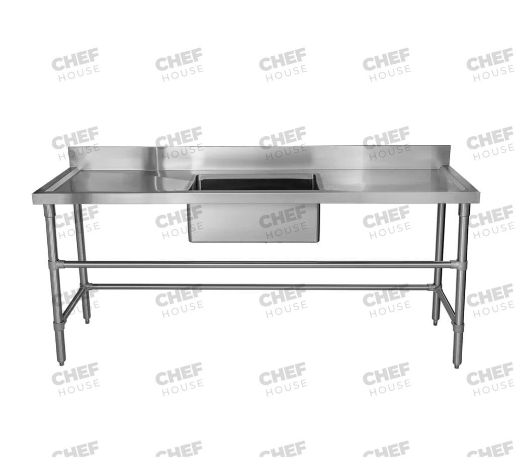 Single Middle/Centre Bowl Stainless Steel Catering Sink Bench, 1900x600 x 900mm high