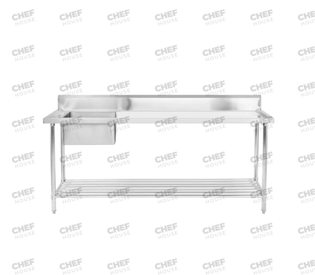 Single Left Bowl Stainless Steel Sink Bench, 2100x600 x 900mm high