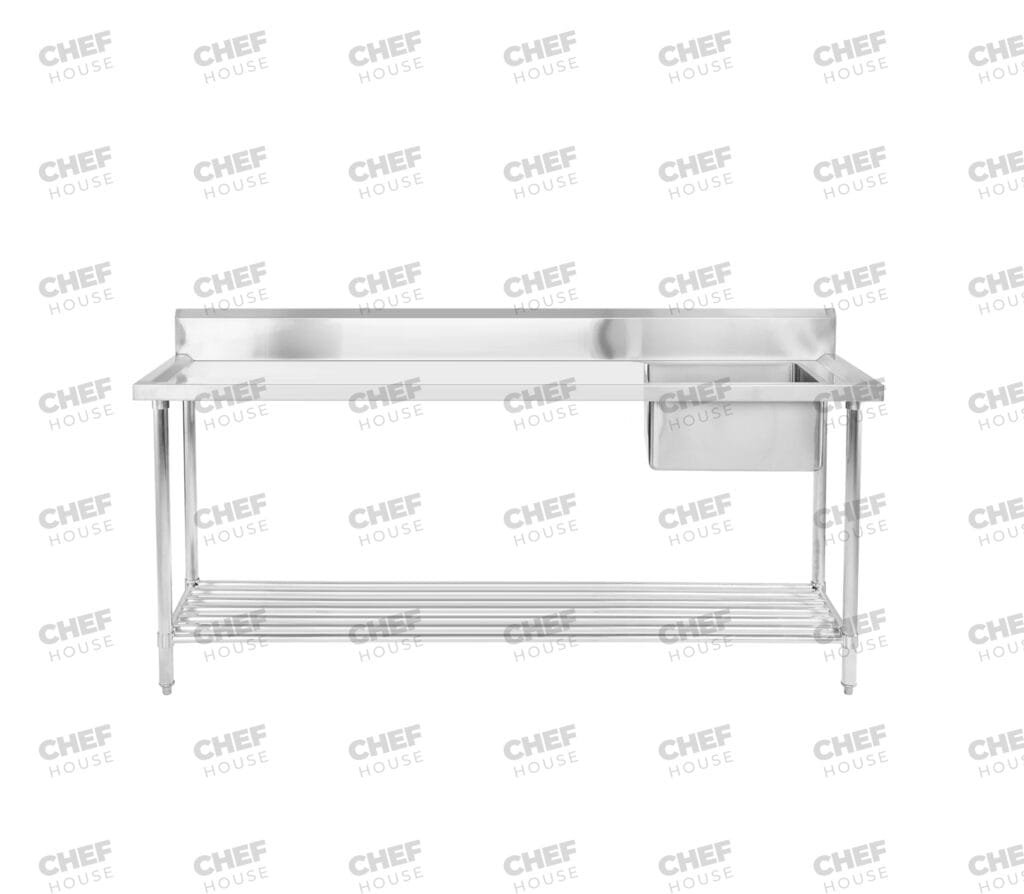 Single Right Bowl Stainless Steel Sink Bench, 2100x700 x 900mm high
