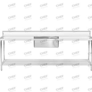 Single Middle/Centre Bowl Stainless Steel Catering Sink Bench, 2400x700 x 900mm high