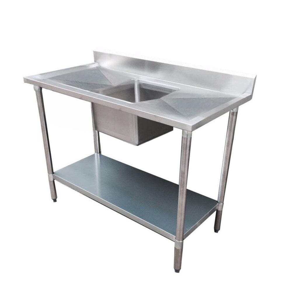 Single Middle/Centre Bowl Stainless Steel Restaurant Sink Bench, 1200×600 x 900mm high