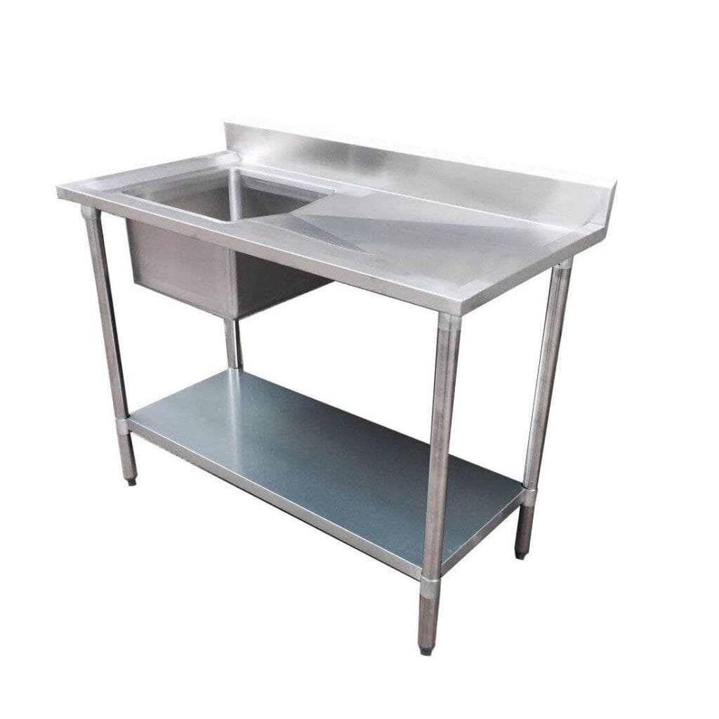Single Left Bowl Stainless Steel Sink Bench, 1200×700 x 900mm high