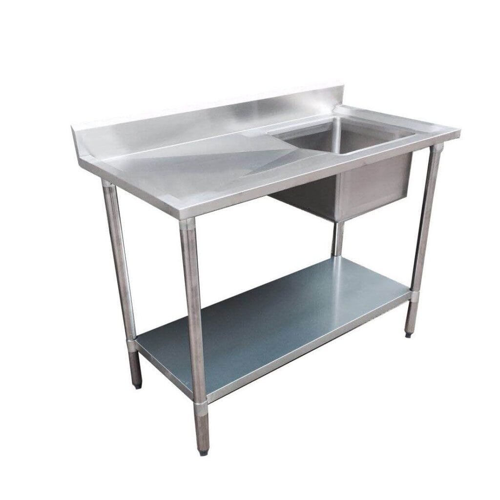 Single Right Bowl Stainless Steel Sink Bench, 1200×700 x 900mm high