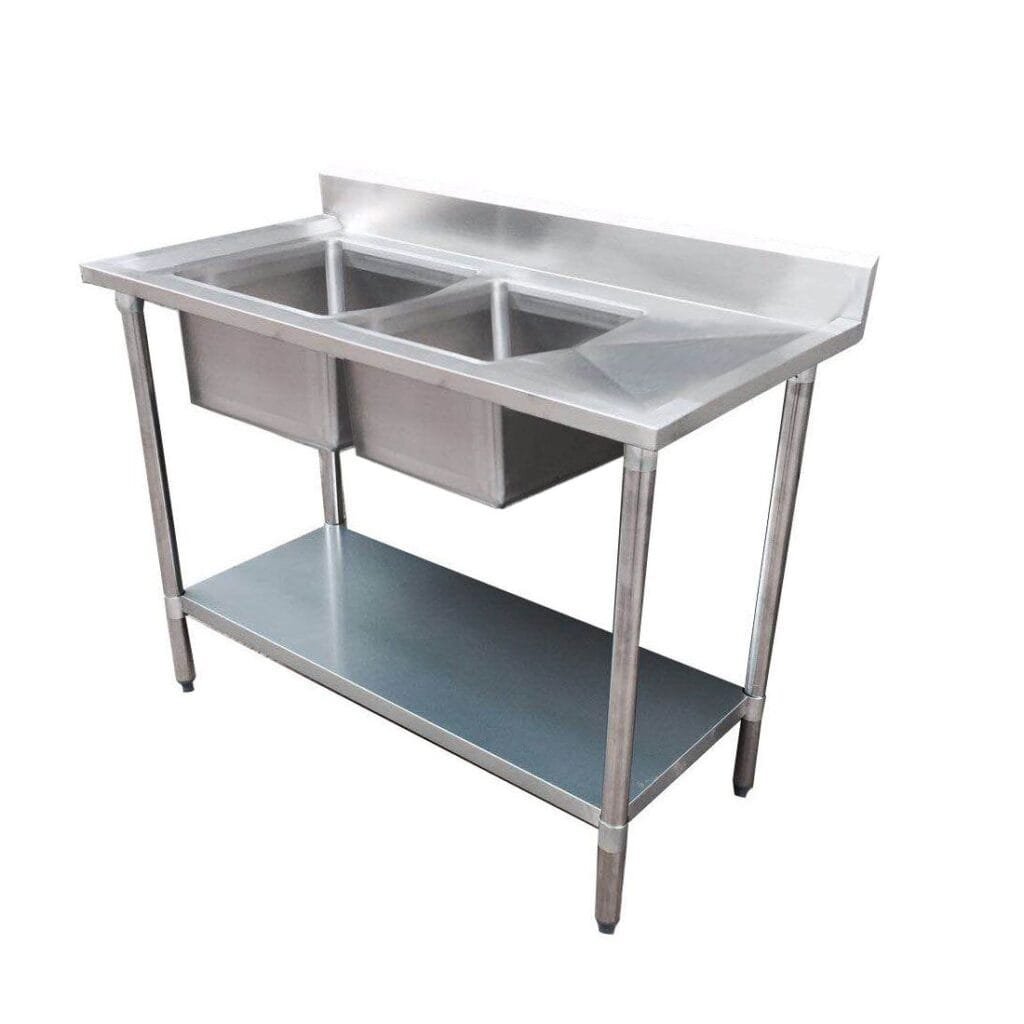 Double Left Bowl Stainless Steel Sink Bench, 1800×700 x 900mm high