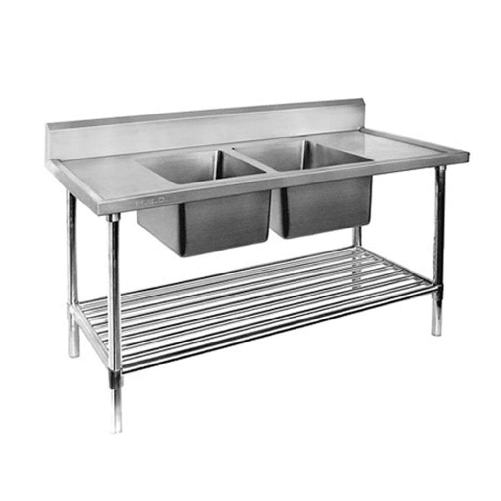 Double Middle/Centre Bowl Stainless Steel Restaurant Sink Bench, 1200×600 x 900mm high