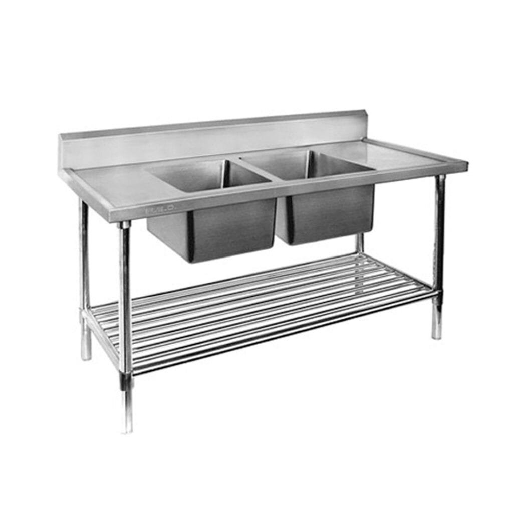 Double Middle/Centre Bowl Stainless Steel Restaurant Sink Bench, 1700×600 x 900mm high