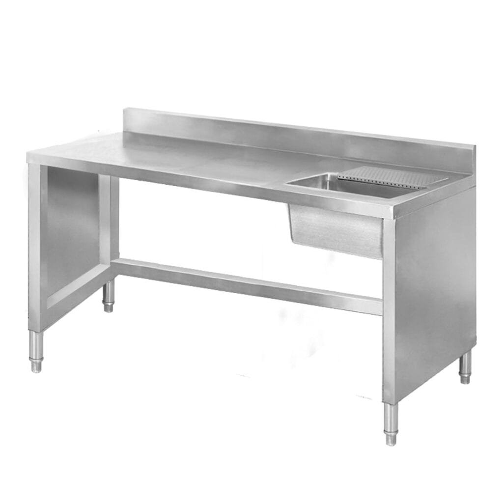 Single Right Bowl Stainless Steel Sink Bench, 1400×600 x 900mm high