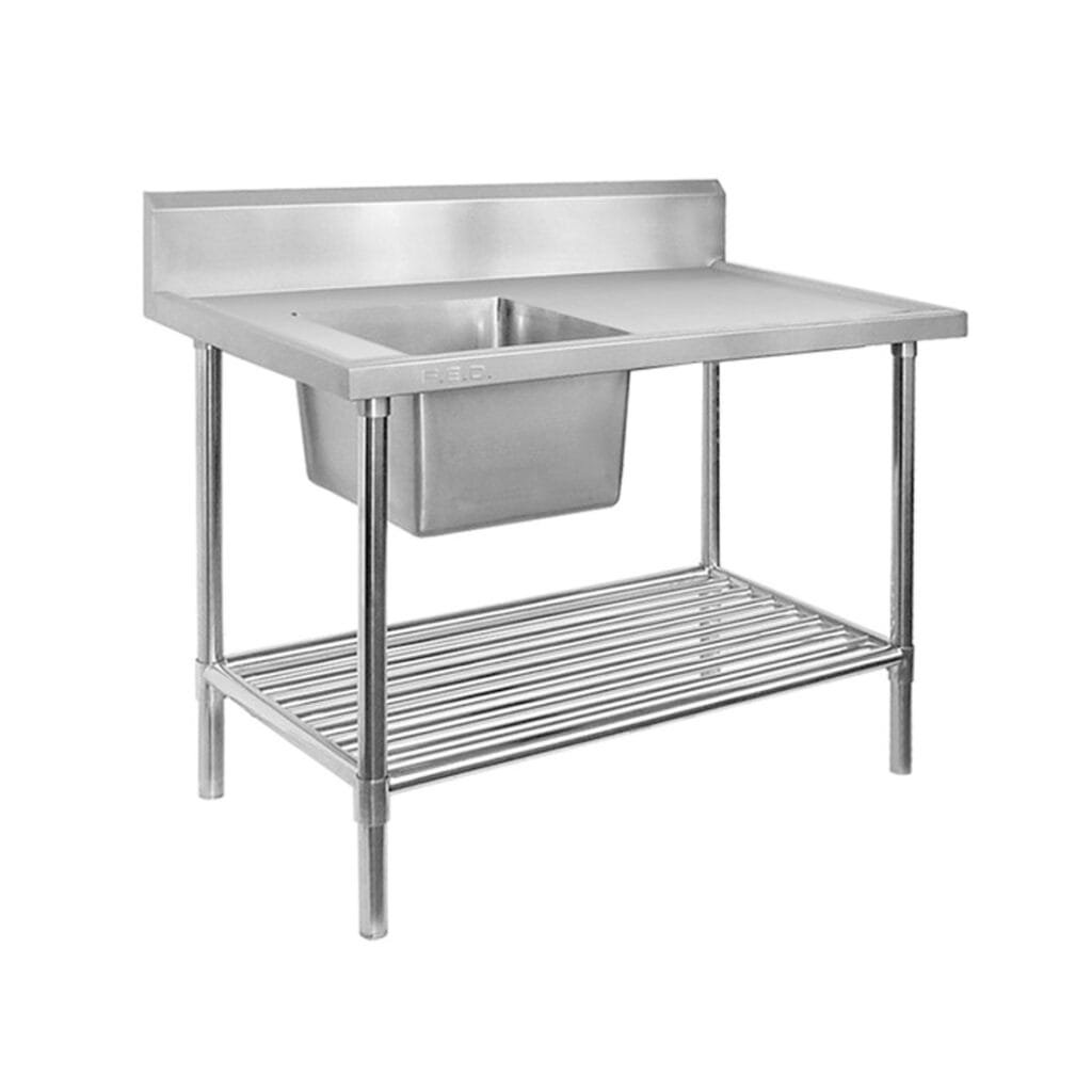 Single Left Bowl Stainless Steel Sink Bench, 1800x600 x 900mm high