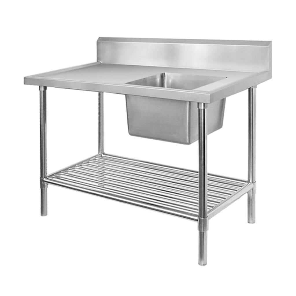 Single Right Bowl Stainless Steel Sink Bench, 1200×700 x 900mm high