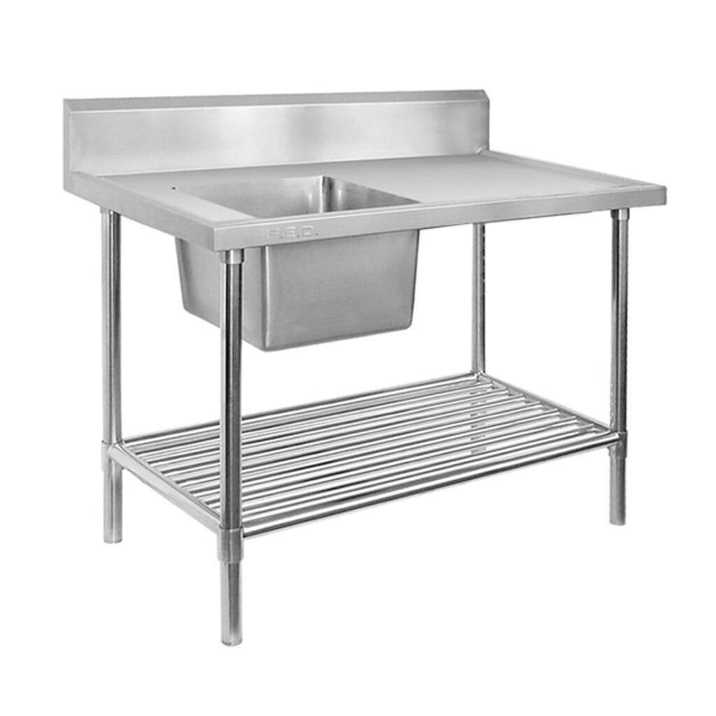 Single Left Bowl Stainless Steel Sink Bench, 1800×700 x 900mm high