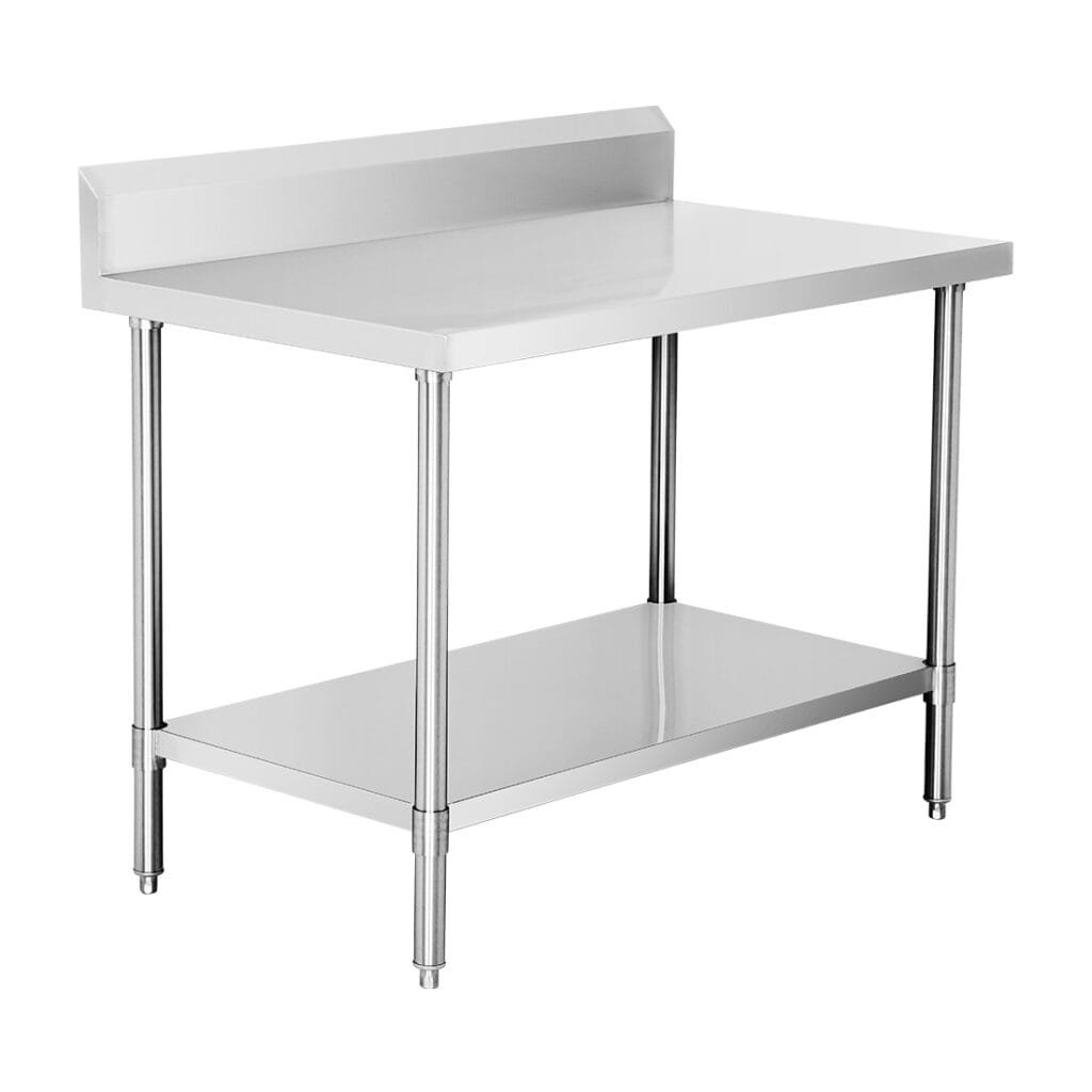 Commercial Stainless Steel Splashback Bench, 1200×700 x 900mm High