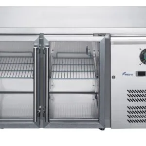 FED-X Two Glass Door Bench Fridge Stainless Steel - XUB7C13G2V