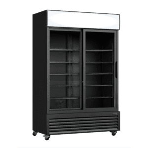 Thermaster Two Sliding Glass Door Colourbond Upright Drink Fridge Black - LG-1000SDBP