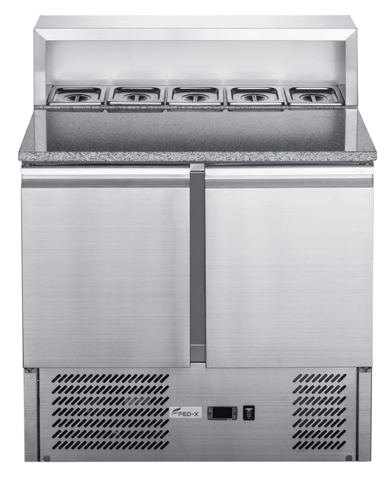 FED-X Two Door Salad Prep Fridge with Marble Top - XGNS900E