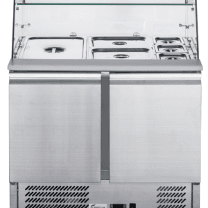 FED-X Two Door Salad Prep Fridge with Glass Top - XS900GC