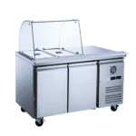 FED-X Two Door Salad Prep Fridge with Curve Glass Top - XTHP2100SALGC