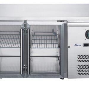 FED-X Two Glass Door Bench Fridge Stainless Steel - XUB6C13G2V
