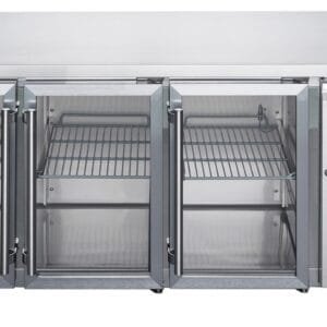 FED-X Three Glass Door Bench Fridge Stainless Steel - XUB6C18G3V