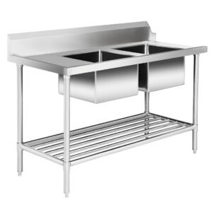 Right Inlet Double Sink Dishwasher Bench - DSBD7-1500R/A