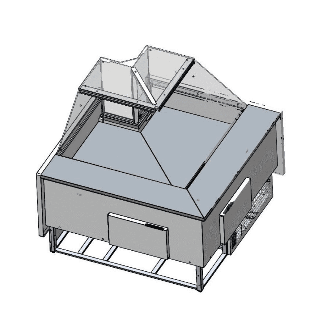Tecnodom Series MR80 Black Corner Deli Display w/ Storage and Castors TDMR-08I