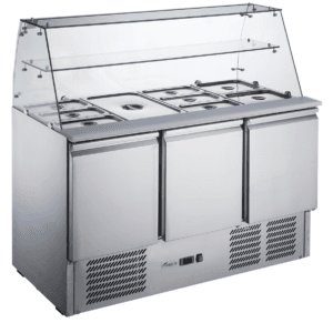 FED-X Three Door Salad Prep Fridge with Glass Top - XS903GC